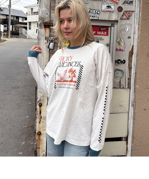 【OUTLET】Roxy SEEKING MORE FUN ウィメンズ 長袖Tシャツ ロンT ロングスリーブ メンズライクシルエット