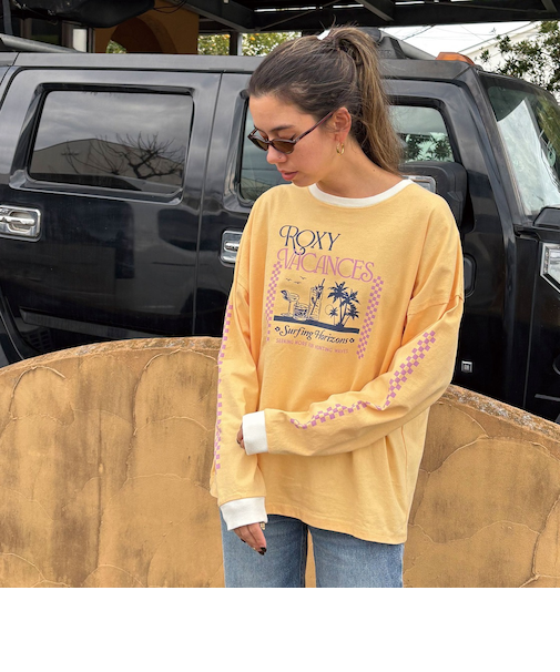 【OUTLET】Roxy SEEKING MORE FUN ウィメンズ 長袖Tシャツ ロンT ロングスリーブ メンズライクシルエット