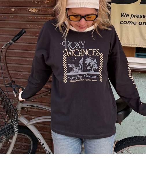 【OUTLET】Roxy SEEKING MORE FUN ウィメンズ 長袖Tシャツ ロンT ロングスリーブ メンズライクシルエット