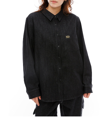 【OUTLET】RVCA レディース RECESSION DENIM SHIR 長袖シャツ BLK 【2024年秋冬モデル】