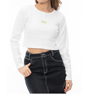 【RVCA ルーカ公式通販】ルーカ （RVCA）【OUTLET】RVCA レディース DISTORT RIB LS ロンＴ WHT 【2024年秋冬モデル】