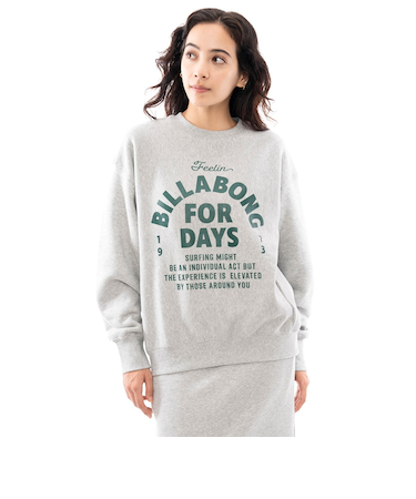 【OUTLET】BILLABONG レディース SIDE RIB HEAVY SWEAT トレーナー GRH 【2024年秋冬モデル】