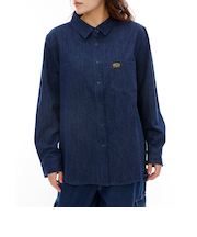【OUTLET】RVCA レディース RECESSION DENIM SHIR 長袖シャツ BLU 【2024年秋冬モデル】