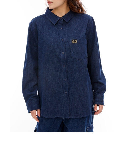 【OUTLET】RVCA レディース RECESSION DENIM SHIR 長袖シャツ BLU 【2024年秋冬モデル】