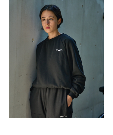 【OUTLET】RVCA レディース RECESSION REVERSIBLE CREW トレーナー BLK 【2024年冬モデル】