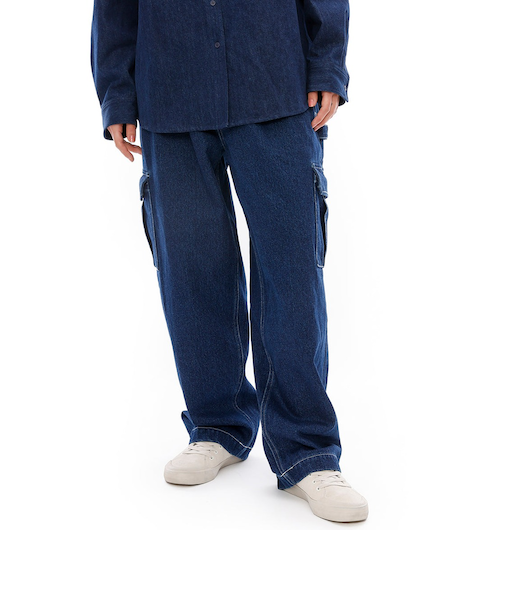 【OUTLET】RVCA レディース RECESSION DENIM CARG ロングパンツ BLU 【2024年秋冬モデル】