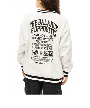 【OUTLET】RVCA レディース PASTEUP V-NECK LOOSE FIT CREW トレーナー GRY 【2024年秋冬モデル】