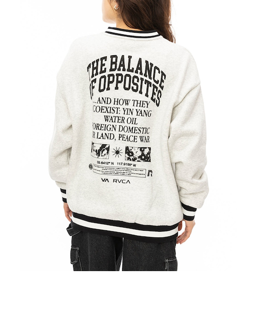 【OUTLET】RVCA レディース PASTEUP V-NECK LOOSE FIT CREW トレーナー GRY 【2024年秋冬モデル】