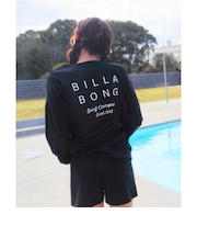 【OUTLET】BILLABONG レディース MORFY LOGO LS BOAT NECK TEE RASH 長袖ラッシュガード 【2025年春夏モデル】