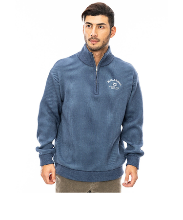 【OUTLET】BILLABONG メンズ HALF ZIP セーター BLU 【2024年秋冬モデル】