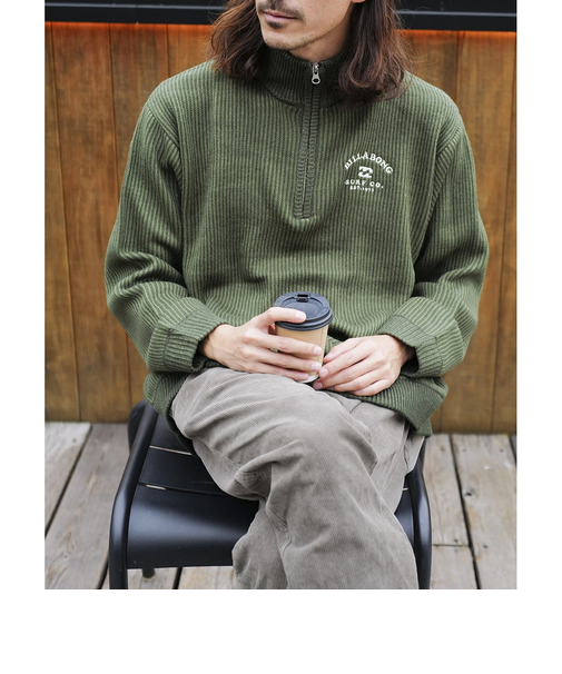 【OUTLET】BILLABONG メンズ HALF ZIP セーター DKF 【2024年秋冬モデル】
