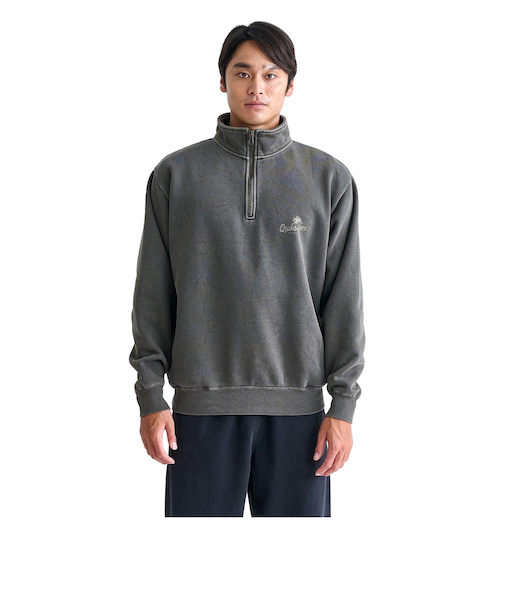 【OUTLET】Quiksilver PALM SCRIPT HALF ZIP SWEAT 裏起毛 ハーフジップ メンズ
