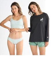 【OUTLET】Roxy PICNIC GINGHAM ウィメンズ 長袖ラッシュTシャツ付き 水着 4点セット