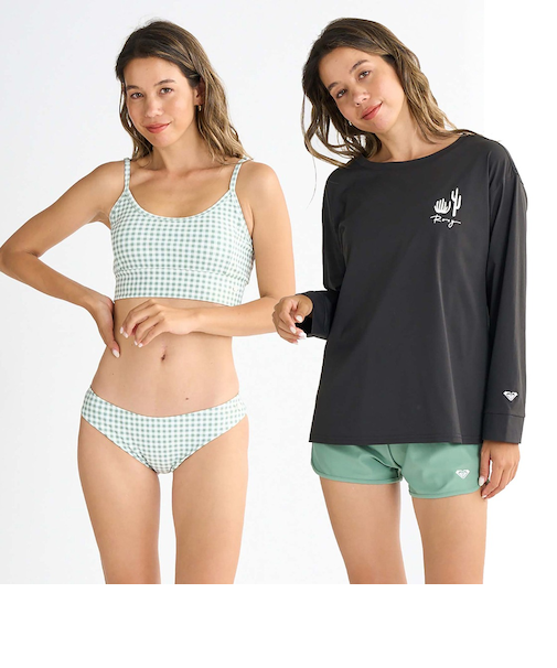 【OUTLET】Roxy PICNIC GINGHAM ウィメンズ 長袖ラッシュTシャツ付き 水着 4点セット