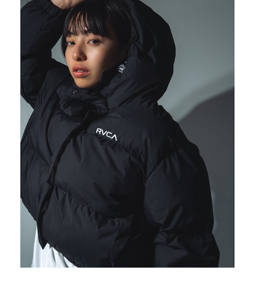 【OUTLET】RVCA レディース MINI RVCA SHORT PUFF ジャケット BLK 【2024年秋冬モデル】