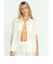 【OUTLET】BILLABONG レディース 【CRYSTAL TIDES】 EYELET CRUSH SS WVN 半袖シャツ 【2025年夏モデル】