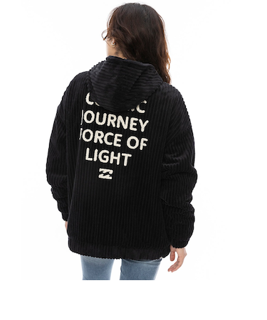【OUTLET】BILLABONG レディース BIG CORD HOODED BLOU ジャケット BLK 【2024年秋冬モデル】