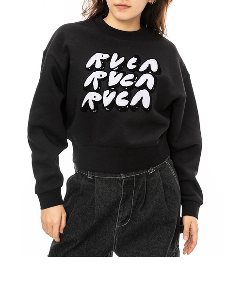 【OUTLET】RVCA レディース CLOUDY RVCA CREW トレーナー BLK 【2024年秋冬モデル】