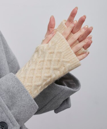 3WAY/ケーブル編み×リブ編みニットグローブ