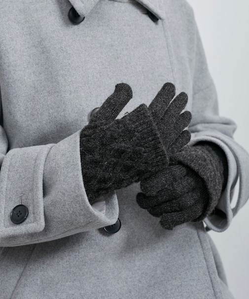 3WAY/ケーブル編み×リブ編みニットグローブ