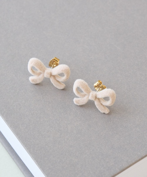 フロッキーリボンピアス｜ロペピクニック / ビス / ジュンレッドの
