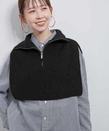 ラメニットハーフジップベスト