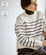 【新色追加】着丈が選べるクルーネックサイドスリットニットプルオーバー/イージーケア