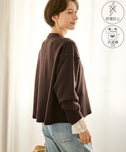 【新色追加】着丈が選べるクルーネックサイドスリットニットプルオーバー/イージーケア