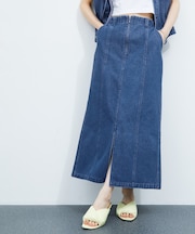 【セットアップ対応】ジップスリットデニムスカート