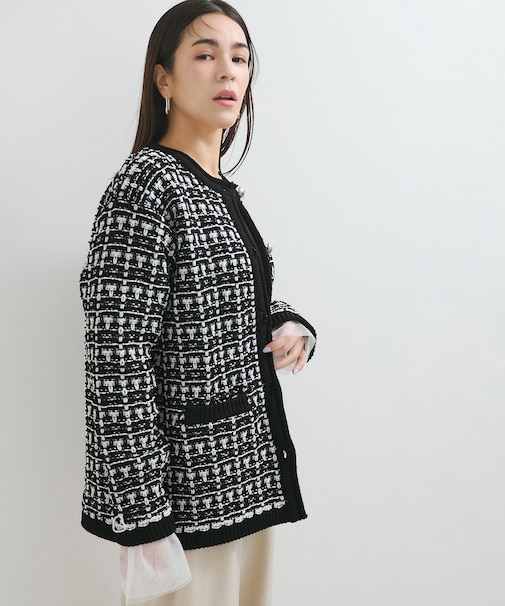 ツイードニットカーディガン