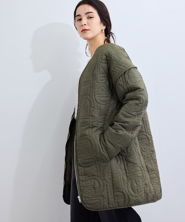 ロゴパターンキルティングブルゾン