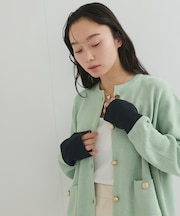 袖バイカラーカーディガン