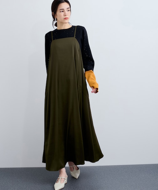 サテンキャミワンピース