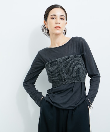 ニットビスチェ付ロングスリーブTEE
