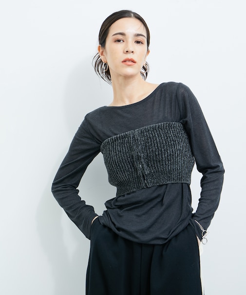 ニットビスチェ付ロングスリーブTEE