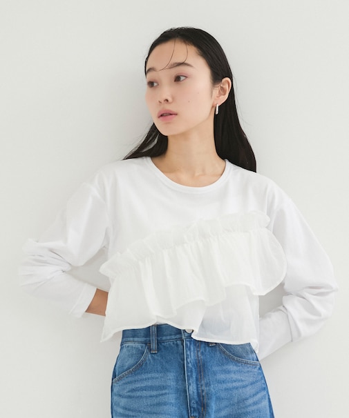 シアーフリルアシメコンビプル