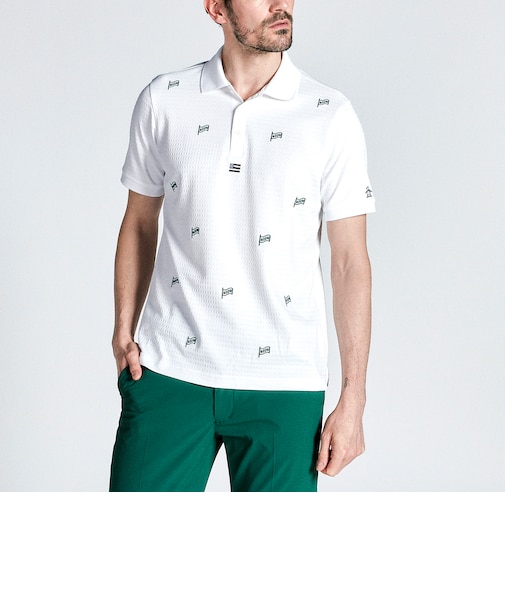 『SEASON COLLECTION』サンスクリーン吸汗速乾飛び柄刺繍半袖ポロシャツ