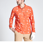 『SEASON COLLECTION』サンスクリーン吸汗速乾ストレッチロゴプリント長袖ポロシャツ