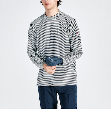 『SEASON COLLECTION』HEATNAVIボーダーモックネック長袖シャツ