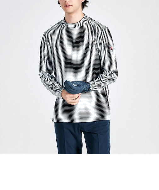 『SEASON COLLECTION』HEATNAVIボーダーモックネック長袖シャツ