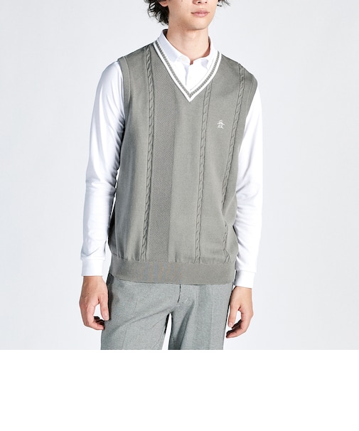 『STANDARD COLLECTION』シーアイランドコットンケーブル柄Vネックベスト
