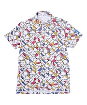 カラーブロックグラフィック小柄半袖シャツ