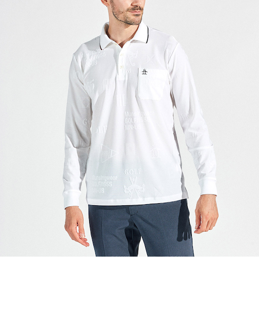 『SEASON』ストレッチリンクスジャガード長袖ポロシャツ