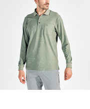 『SEASON』ストレッチリンクスジャガード長袖ポロシャツ