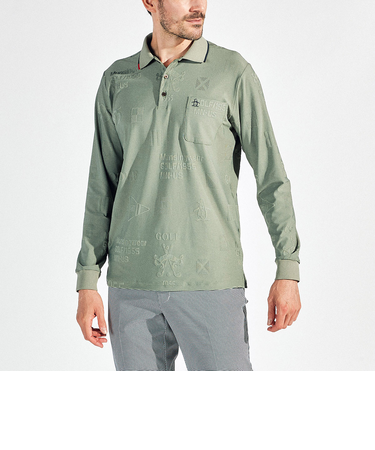 『SEASON』ストレッチリンクスジャガード長袖ポロシャツ