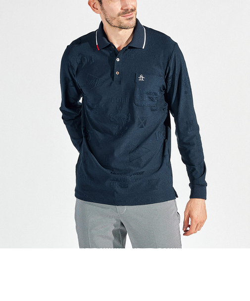 『SEASON』ストレッチリンクスジャガード長袖ポロシャツ