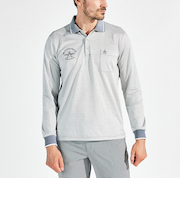 『SEASON』吸汗速乾ハイゲージバーズボーダー長袖ポロシャツ