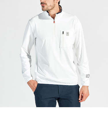 『SEASON』ストレッチスムースハーフジップ長袖シャツ