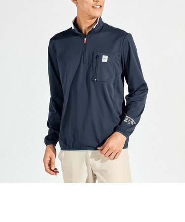 『SEASON』ストレッチスムースハーフジップ長袖シャツ