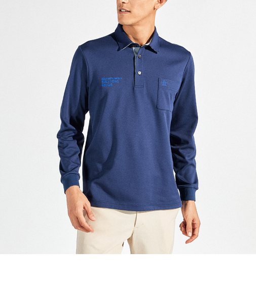 『SEASON』サンスクリーンドット鹿の子長袖ポロシャツ